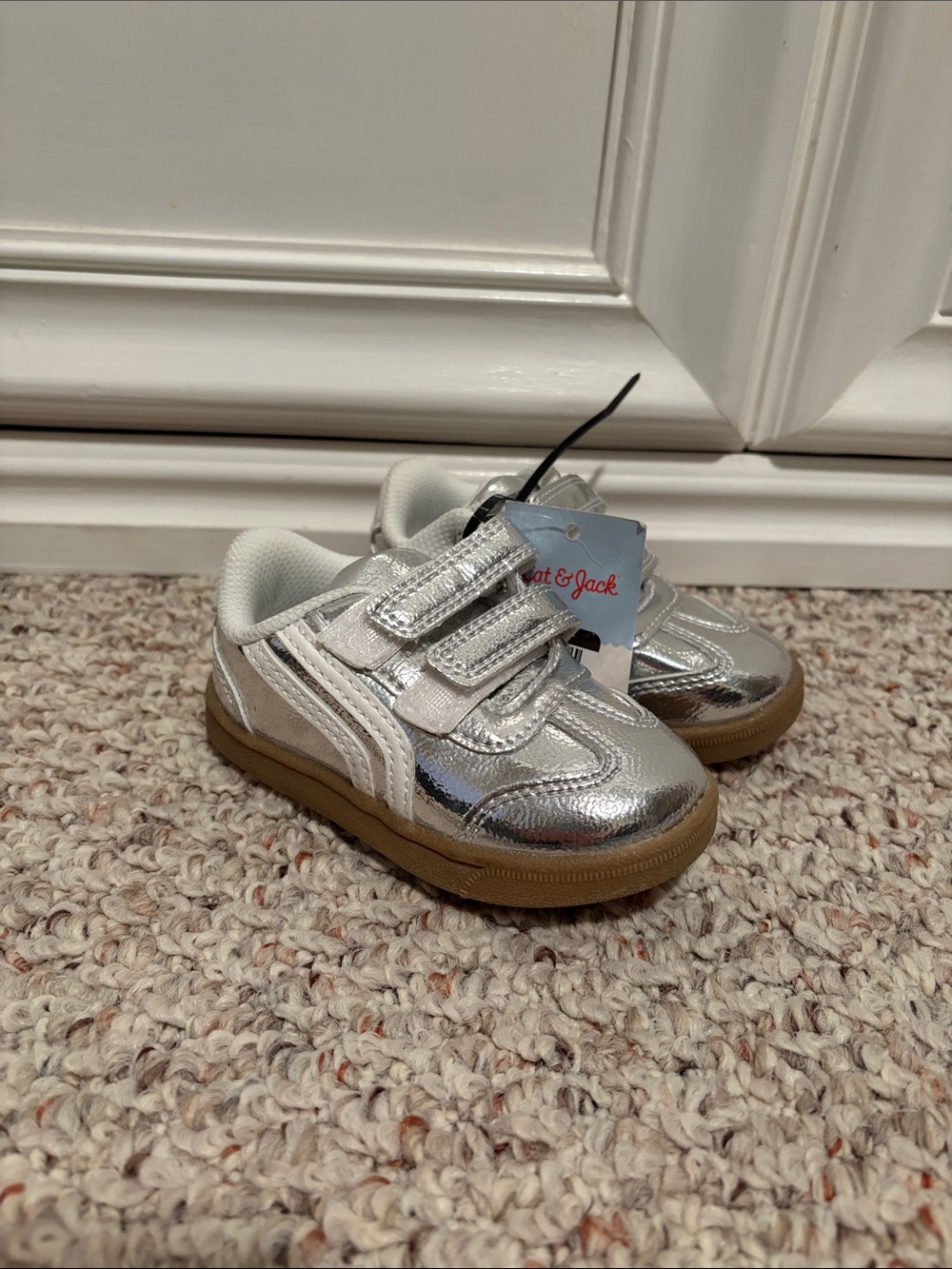 Cat & Jack Metallic Silver Toddler Sneakers with Velcro Straps